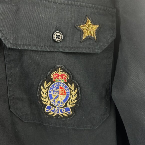 Polo Ralph Lauren Military Black Shirt – Preppy crest Men's Large L - Picture 8 of 15